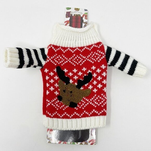 Reindeer Christmas Sweater Wine Bottle Coozie Bag - Picture 1 of 5